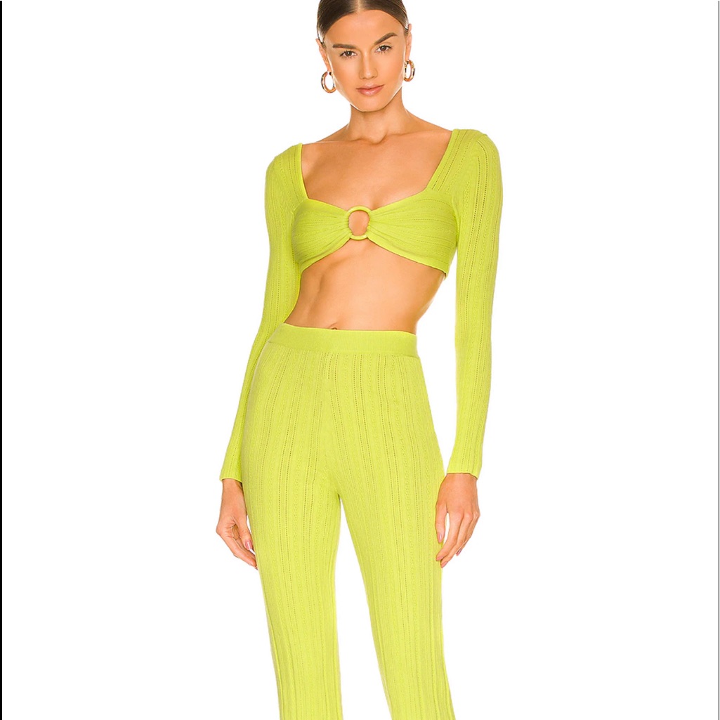 Sahara Knit Top And Knit Pant Lime Green Set